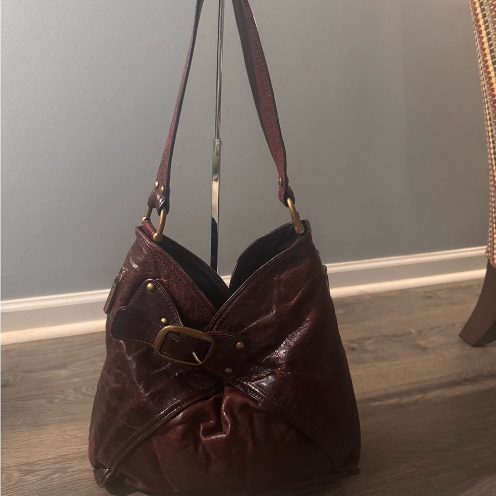 Kooba Brown Shoulder Bag with Textured Leather Finish